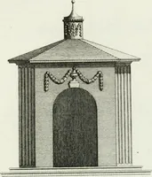 An illustration from Decorations for parks and gardens : designs for gates, garden seats, alcoves, temples, baths, entrance gates, lodges, facades, prospect towers, cattle sheds, ruins, bridges, greenhouses, &c. &c. also a hot house & hot wall : with plans & scales on 55 plates (1810)