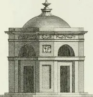 An illustration from Decorations for parks and gardens : designs for gates, garden seats, alcoves, temples, baths, entrance gates, lodges, facades, prospect towers, cattle sheds, ruins, bridges, greenhouses, &c. &c. also a hot house & hot wall : with plans & scales on 55 plates (1810)