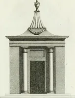 An illustration from Decorations for parks and gardens : designs for gates, garden seats, alcoves, temples, baths, entrance gates, lodges, facades, prospect towers, cattle sheds, ruins, bridges, greenhouses, &c. &c. also a hot house & hot wall : with plans & scales on 55 plates (1810)
