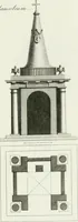 An illustration from Decorations for parks and gardens : designs for gates, garden seats, alcoves, temples, baths, entrance gates, lodges, facades, prospect towers, cattle sheds, ruins, bridges, greenhouses, &c. &c. also a hot house & hot wall : with plans & scales on 55 plates (1810)