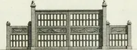 An illustration from Decorations for parks and gardens : designs for gates, garden seats, alcoves, temples, baths, entrance gates, lodges, facades, prospect towers, cattle sheds, ruins, bridges, greenhouses, &c. &c. also a hot house & hot wall : with plans & scales on 55 plates (1810)