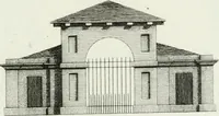 An illustration from Decorations for parks and gardens : designs for gates, garden seats, alcoves, temples, baths, entrance gates, lodges, facades, prospect towers, cattle sheds, ruins, bridges, greenhouses, &c. &c. also a hot house & hot wall : with plans & scales on 55 plates (1810)