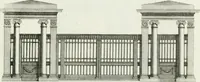 An illustration from Decorations for parks and gardens : designs for gates, garden seats, alcoves, temples, baths, entrance gates, lodges, facades, prospect towers, cattle sheds, ruins, bridges, greenhouses, &c. &c. also a hot house & hot wall : with plans & scales on 55 plates (1810)
