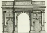 An illustration from Decorations for parks and gardens : designs for gates, garden seats, alcoves, temples, baths, entrance gates, lodges, facades, prospect towers, cattle sheds, ruins, bridges, greenhouses, &c. &c. also a hot house & hot wall : with plans & scales on 55 plates (1810)