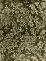 An illustration from Decorative textiles; an illustrated book on coverings for furniture, walls and floors, including damasks, brocades and velvets, tapestries, laces, embroideries, chintzes, cretones, drapery and furniture trimmings, wall papers, carpets and rugs, tooled and illuminated leathers (1918)
