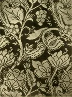 An illustration from Decorative textiles; an illustrated book on coverings for furniture, walls and floors, including damasks, brocades and velvets, tapestries, laces, embroideries, chintzes, cretones, drapery and furniture trimmings, wall papers, carpets and rugs, tooled and illuminated leathers (1918)
