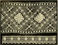 An illustration from Decorative textiles; an illustrated book on coverings for furniture, walls and floors, including damasks, brocades and velvets, tapestries, laces, embroideries, chintzes, cretones, drapery and furniture trimmings, wall papers, carpets and rugs, tooled and illuminated leathers (1918)