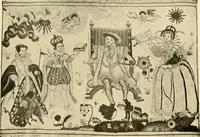 An illustration from Decorative textiles; an illustrated book on coverings for furniture, walls and floors, including damasks, brocades and velvets, tapestries, laces, embroideries, chintzes, cretones, drapery and furniture trimmings, wall papers, carpets and rugs, tooled and illuminated leathers (1918)