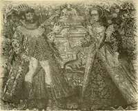 An illustration from Decorative textiles; an illustrated book on coverings for furniture, walls and floors, including damasks, brocades and velvets, tapestries, laces, embroideries, chintzes, cretones, drapery and furniture trimmings, wall papers, carpets and rugs, tooled and illuminated leathers (1918)