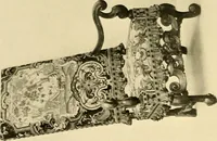 An illustration from Decorative textiles; an illustrated book on coverings for furniture, walls and floors, including damasks, brocades and velvets, tapestries, laces, embroideries, chintzes, cretones, drapery and furniture trimmings, wall papers, carpets and rugs, tooled and illuminated leathers (1918)