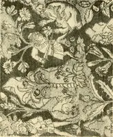 An illustration from Decorative textiles; an illustrated book on coverings for furniture, walls and floors, including damasks, brocades and velvets, tapestries, laces, embroideries, chintzes, cretones, drapery and furniture trimmings, wall papers, carpets and rugs, tooled and illuminated leathers (1918)