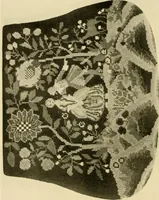 An illustration from Decorative textiles; an illustrated book on coverings for furniture, walls and floors, including damasks, brocades and velvets, tapestries, laces, embroideries, chintzes, cretones, drapery and furniture trimmings, wall papers, carpets and rugs, tooled and illuminated leathers (1918)