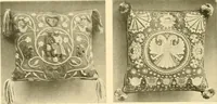 An illustration from Decorative textiles; an illustrated book on coverings for furniture, walls and floors, including damasks, brocades and velvets, tapestries, laces, embroideries, chintzes, cretones, drapery and furniture trimmings, wall papers, carpets and rugs, tooled and illuminated leathers (1918)