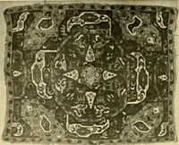 An illustration from Decorative textiles; an illustrated book on coverings for furniture, walls and floors, including damasks, brocades and velvets, tapestries, laces, embroideries, chintzes, cretones, drapery and furniture trimmings, wall papers, carpets and rugs, tooled and illuminated leathers (1918)