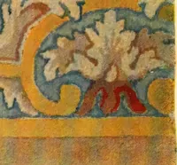 An illustration from Decorative textiles; an illustrated book on coverings for furniture, walls and floors, including damasks, brocades and velvets, tapestries, laces, embroideries, chintzes, cretones, drapery and furniture trimmings, wall papers, carpets and rugs, tooled and illuminated leathers (1918)