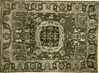 An illustration from Decorative textiles; an illustrated book on coverings for furniture, walls and floors, including damasks, brocades and velvets, tapestries, laces, embroideries, chintzes, cretones, drapery and furniture trimmings, wall papers, carpets and rugs, tooled and illuminated leathers (1918)