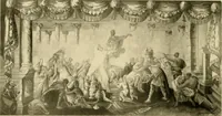 An illustration from Decorative textiles; an illustrated book on coverings for furniture, walls and floors, including damasks, brocades and velvets, tapestries, laces, embroideries, chintzes, cretones, drapery and furniture trimmings, wall papers, carpets and rugs, tooled and illuminated leathers (1918)