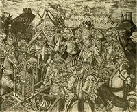 An illustration from Decorative textiles; an illustrated book on coverings for furniture, walls and floors, including damasks, brocades and velvets, tapestries, laces, embroideries, chintzes, cretones, drapery and furniture trimmings, wall papers, carpets and rugs, tooled and illuminated leathers (1918)