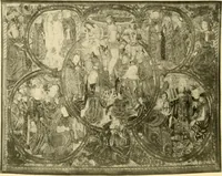 An illustration from Decorative textiles; an illustrated book on coverings for furniture, walls and floors, including damasks, brocades and velvets, tapestries, laces, embroideries, chintzes, cretones, drapery and furniture trimmings, wall papers, carpets and rugs, tooled and illuminated leathers (1918)