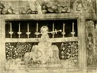 An illustration from Decorative textiles; an illustrated book on coverings for furniture, walls and floors, including damasks, brocades and velvets, tapestries, laces, embroideries, chintzes, cretones, drapery and furniture trimmings, wall papers, carpets and rugs, tooled and illuminated leathers (1918)