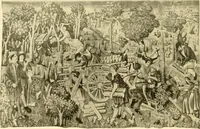 An illustration from Decorative textiles; an illustrated book on coverings for furniture, walls and floors, including damasks, brocades and velvets, tapestries, laces, embroideries, chintzes, cretones, drapery and furniture trimmings, wall papers, carpets and rugs, tooled and illuminated leathers (1918)
