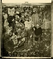 An illustration from Decorative textiles; an illustrated book on coverings for furniture, walls and floors, including damasks, brocades and velvets, tapestries, laces, embroideries, chintzes, cretones, drapery and furniture trimmings, wall papers, carpets and rugs, tooled and illuminated leathers (1918)