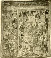 An illustration from Decorative textiles; an illustrated book on coverings for furniture, walls and floors, including damasks, brocades and velvets, tapestries, laces, embroideries, chintzes, cretones, drapery and furniture trimmings, wall papers, carpets and rugs, tooled and illuminated leathers (1918)