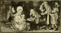 An illustration from Decorative textiles; an illustrated book on coverings for furniture, walls and floors, including damasks, brocades and velvets, tapestries, laces, embroideries, chintzes, cretones, drapery and furniture trimmings, wall papers, carpets and rugs, tooled and illuminated leathers (1918)