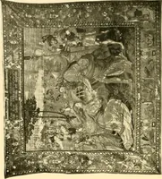 An illustration from Decorative textiles; an illustrated book on coverings for furniture, walls and floors, including damasks, brocades and velvets, tapestries, laces, embroideries, chintzes, cretones, drapery and furniture trimmings, wall papers, carpets and rugs, tooled and illuminated leathers (1918)