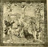 An illustration from Decorative textiles; an illustrated book on coverings for furniture, walls and floors, including damasks, brocades and velvets, tapestries, laces, embroideries, chintzes, cretones, drapery and furniture trimmings, wall papers, carpets and rugs, tooled and illuminated leathers (1918)