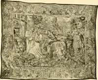 An illustration from Decorative textiles; an illustrated book on coverings for furniture, walls and floors, including damasks, brocades and velvets, tapestries, laces, embroideries, chintzes, cretones, drapery and furniture trimmings, wall papers, carpets and rugs, tooled and illuminated leathers (1918)