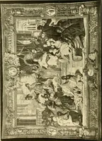 An illustration from Decorative textiles; an illustrated book on coverings for furniture, walls and floors, including damasks, brocades and velvets, tapestries, laces, embroideries, chintzes, cretones, drapery and furniture trimmings, wall papers, carpets and rugs, tooled and illuminated leathers (1918)