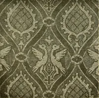 An illustration from Decorative textiles; an illustrated book on coverings for furniture, walls and floors, including damasks, brocades and velvets, tapestries, laces, embroideries, chintzes, cretones, drapery and furniture trimmings, wall papers, carpets and rugs, tooled and illuminated leathers (1918)