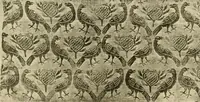 An illustration from Decorative textiles; an illustrated book on coverings for furniture, walls and floors, including damasks, brocades and velvets, tapestries, laces, embroideries, chintzes, cretones, drapery and furniture trimmings, wall papers, carpets and rugs, tooled and illuminated leathers (1918)