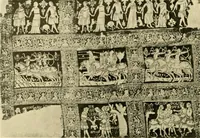 An illustration from Decorative textiles; an illustrated book on coverings for furniture, walls and floors, including damasks, brocades and velvets, tapestries, laces, embroideries, chintzes, cretones, drapery and furniture trimmings, wall papers, carpets and rugs, tooled and illuminated leathers (1918)