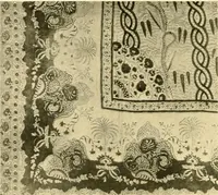 An illustration from Decorative textiles; an illustrated book on coverings for furniture, walls and floors, including damasks, brocades and velvets, tapestries, laces, embroideries, chintzes, cretones, drapery and furniture trimmings, wall papers, carpets and rugs, tooled and illuminated leathers (1918)