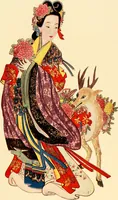 An illustration from Decorative textiles; an illustrated book on coverings for furniture, walls and floors, including damasks, brocades and velvets, tapestries, laces, embroideries, chintzes, cretones, drapery and furniture trimmings, wall papers, carpets and rugs, tooled and illuminated leathers (1918)