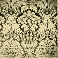An illustration from Decorative textiles; an illustrated book on coverings for furniture, walls and floors, including damasks, brocades and velvets, tapestries, laces, embroideries, chintzes, cretones, drapery and furniture trimmings, wall papers, carpets and rugs, tooled and illuminated leathers (1918)