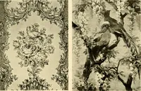 An illustration from Decorative textiles; an illustrated book on coverings for furniture, walls and floors, including damasks, brocades and velvets, tapestries, laces, embroideries, chintzes, cretones, drapery and furniture trimmings, wall papers, carpets and rugs, tooled and illuminated leathers (1918)