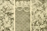 An illustration from Decorative textiles; an illustrated book on coverings for furniture, walls and floors, including damasks, brocades and velvets, tapestries, laces, embroideries, chintzes, cretones, drapery and furniture trimmings, wall papers, carpets and rugs, tooled and illuminated leathers (1918)