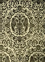 An illustration from Decorative textiles; an illustrated book on coverings for furniture, walls and floors, including damasks, brocades and velvets, tapestries, laces, embroideries, chintzes, cretones, drapery and furniture trimmings, wall papers, carpets and rugs, tooled and illuminated leathers (1918)