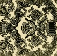 An illustration from Decorative textiles; an illustrated book on coverings for furniture, walls and floors, including damasks, brocades and velvets, tapestries, laces, embroideries, chintzes, cretones, drapery and furniture trimmings, wall papers, carpets and rugs, tooled and illuminated leathers (1918)