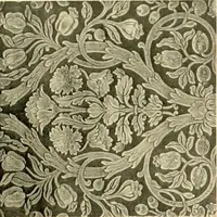 An illustration from Decorative textiles; an illustrated book on coverings for furniture, walls and floors, including damasks, brocades and velvets, tapestries, laces, embroideries, chintzes, cretones, drapery and furniture trimmings, wall papers, carpets and rugs, tooled and illuminated leathers (1918)
