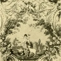 An illustration from Decorative textiles; an illustrated book on coverings for furniture, walls and floors, including damasks, brocades and velvets, tapestries, laces, embroideries, chintzes, cretones, drapery and furniture trimmings, wall papers, carpets and rugs, tooled and illuminated leathers (1918)