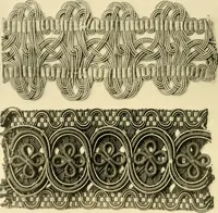 An illustration from Decorative textiles; an illustrated book on coverings for furniture, walls and floors, including damasks, brocades and velvets, tapestries, laces, embroideries, chintzes, cretones, drapery and furniture trimmings, wall papers, carpets and rugs, tooled and illuminated leathers (1918)