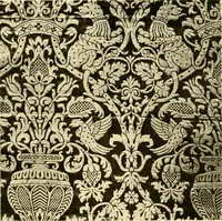 An illustration from Decorative textiles; an illustrated book on coverings for furniture, walls and floors, including damasks, brocades and velvets, tapestries, laces, embroideries, chintzes, cretones, drapery and furniture trimmings, wall papers, carpets and rugs, tooled and illuminated leathers (1918)
