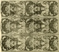 An illustration from Decorative textiles; an illustrated book on coverings for furniture, walls and floors, including damasks, brocades and velvets, tapestries, laces, embroideries, chintzes, cretones, drapery and furniture trimmings, wall papers, carpets and rugs, tooled and illuminated leathers (1918)