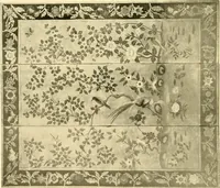 An illustration from Decorative textiles; an illustrated book on coverings for furniture, walls and floors, including damasks, brocades and velvets, tapestries, laces, embroideries, chintzes, cretones, drapery and furniture trimmings, wall papers, carpets and rugs, tooled and illuminated leathers (1918)