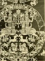 An illustration from Decorative textiles; an illustrated book on coverings for furniture, walls and floors, including damasks, brocades and velvets, tapestries, laces, embroideries, chintzes, cretones, drapery and furniture trimmings, wall papers, carpets and rugs, tooled and illuminated leathers (1918)
