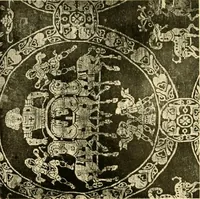 An illustration from Decorative textiles; an illustrated book on coverings for furniture, walls and floors, including damasks, brocades and velvets, tapestries, laces, embroideries, chintzes, cretones, drapery and furniture trimmings, wall papers, carpets and rugs, tooled and illuminated leathers (1918)
